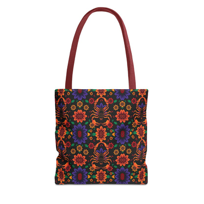 Tote Bag, (AOP), Scorpio, Zodiac v6, Flower Pattern