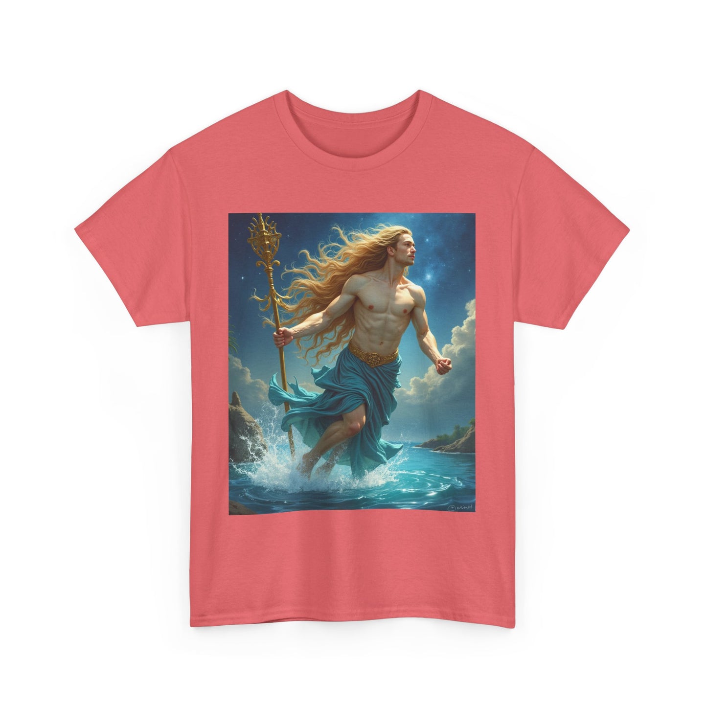 Unisex Heavy Cotton T-Shirt, Realistic, Aquarius Zodiac Design