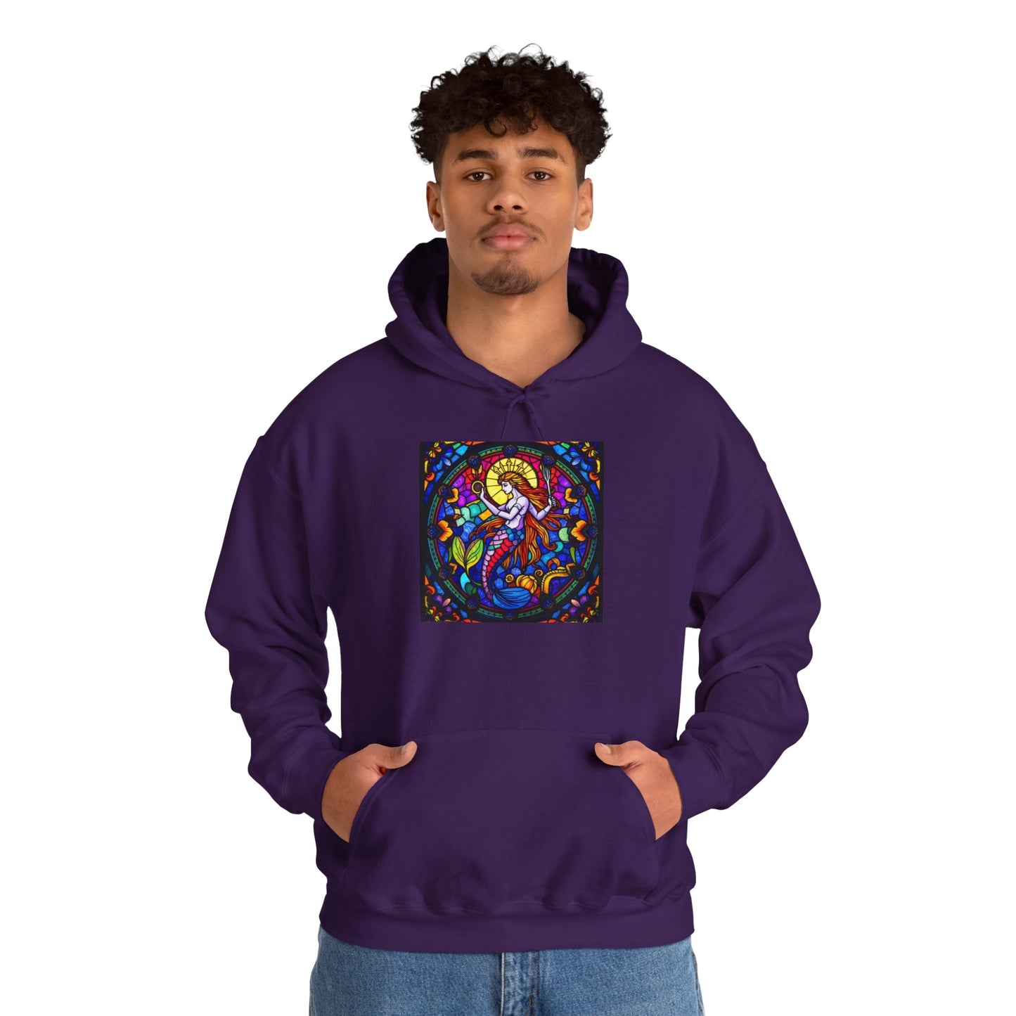 Unisex Heavy Blend™ Hooded Sweatshirt with glass Aquarius zodiac design