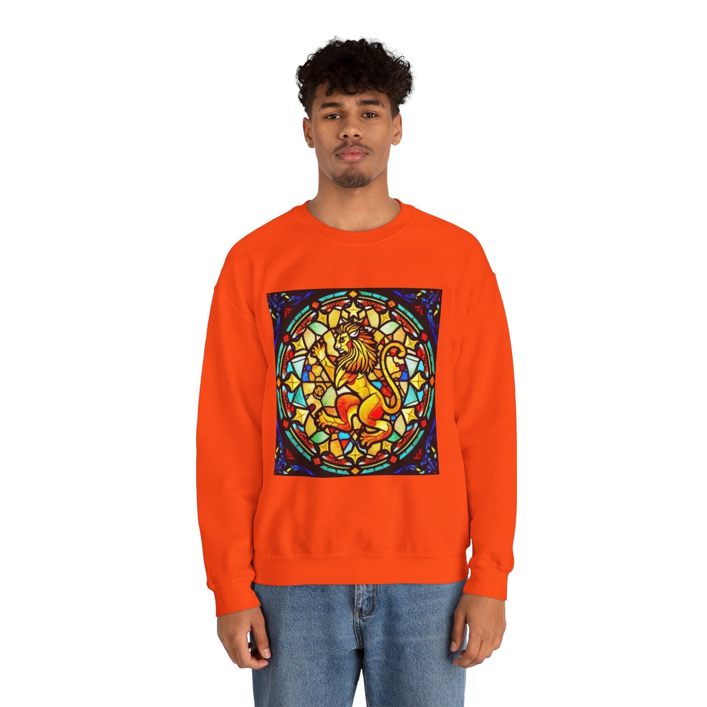 Unisex Heavy Blend™ Crewneck Sweatshirt, Glass 1, Leo Zodiac Design