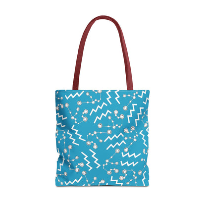 Tote Bag, Aquarius Zodiac Sign, AOP, (Turquoise, White)