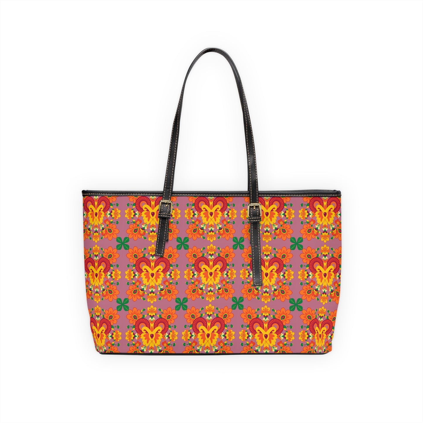 Leather Shoulder Bag, Aries, Zodiac v1, Flower Pattern
