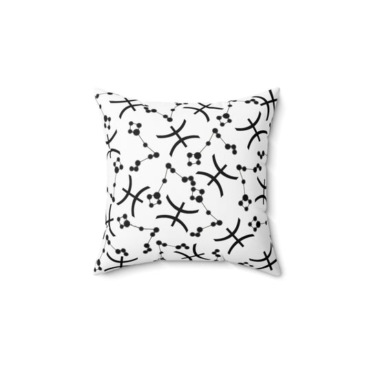 Zodiac Spun Polyester Square Pillow Pisces Zodiac Sign White Pillow