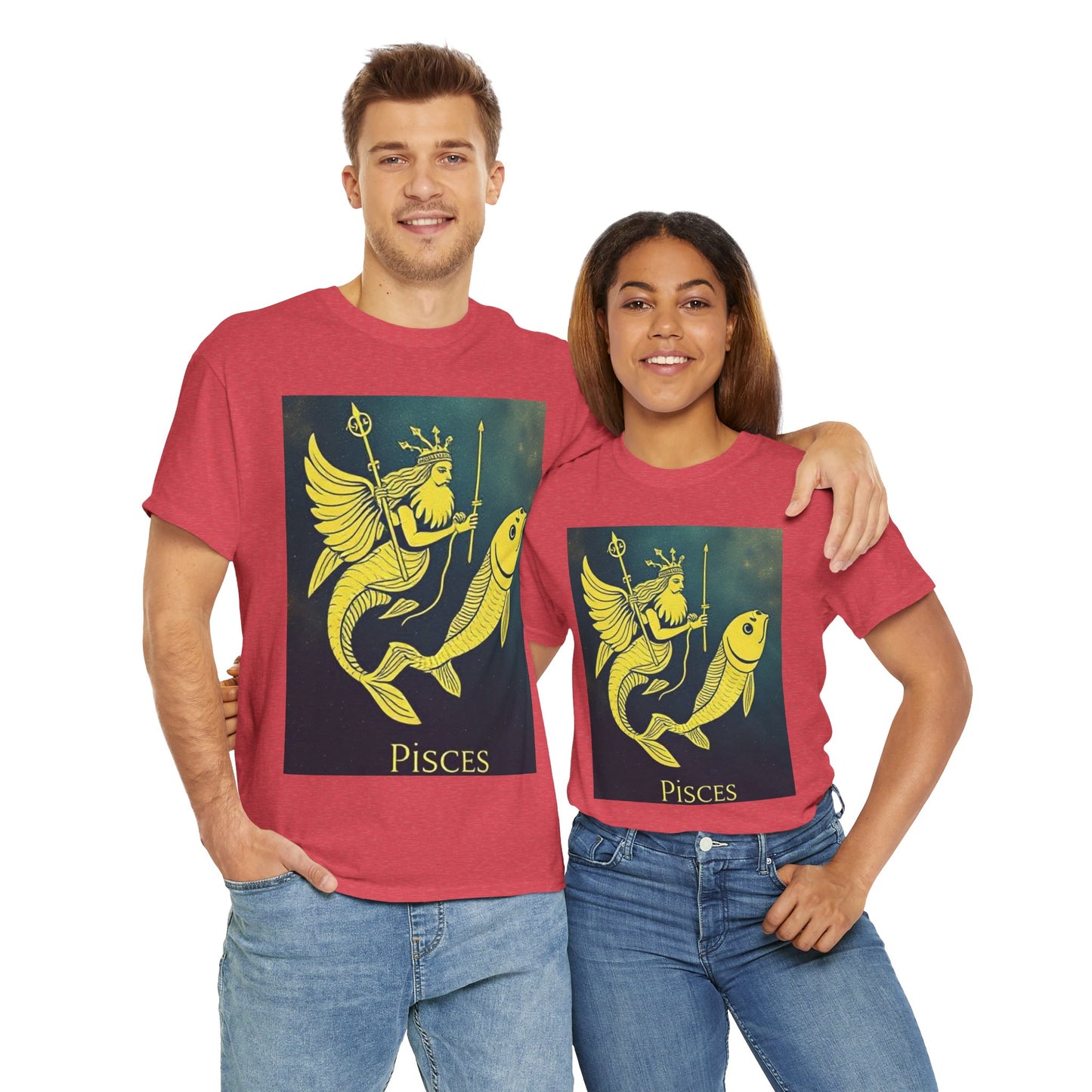 Unisex Heavy Cotton T-Shirt, Pisces Quuen v1, Zodiac Design