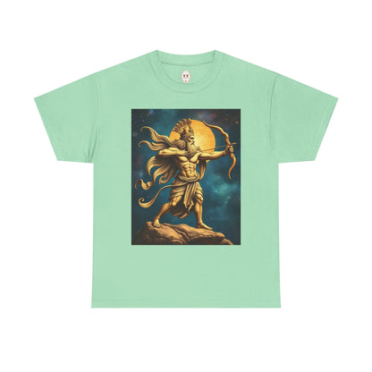 Unisex Heavy Cotton T-Shirt, Midnight Arrow, Sagittarius Zodiac Design