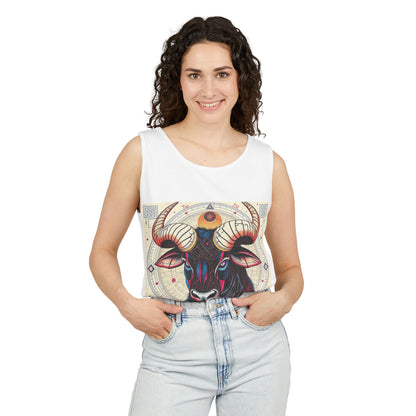 Unisex Garment-Dyed, Tank Top, Taurus Design, Pop Art, 100% US cotton