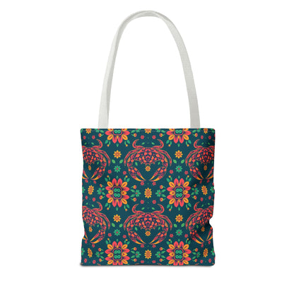 Tote Bag (AOP), Cancer, Zodiac v2, Flower Pattern