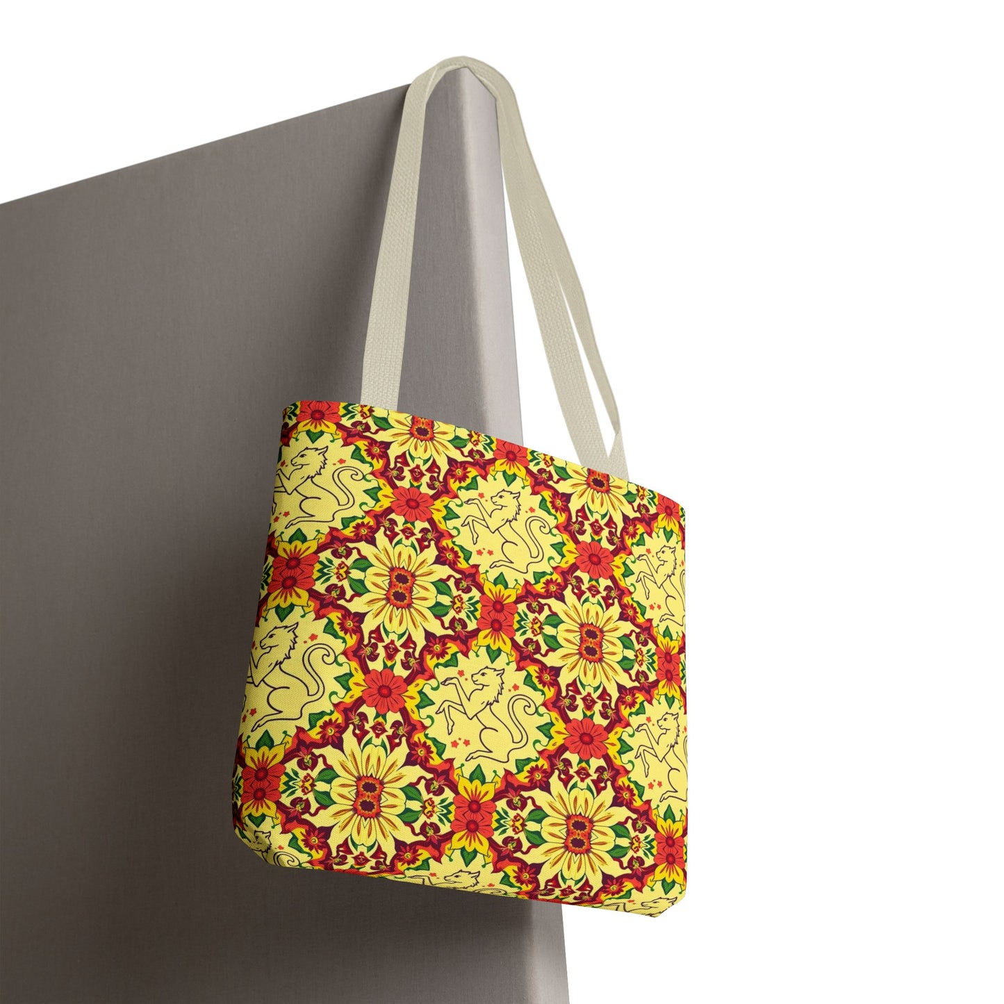 Tote Bag, (AOP), Virgo, Zodiac, Flower Pattern