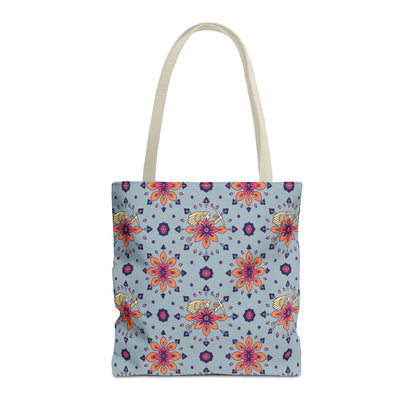 Tote Bag, (AOP), Sagittarius, Zodiac v1, Flower Pattern