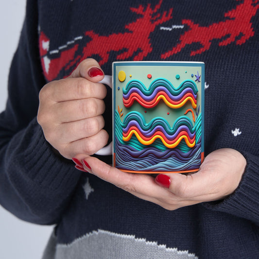 Ceramic Mug, (11oz, 15oz), Ceramic Coffee Mug, Aquarius Water Painting, Zodiac Design