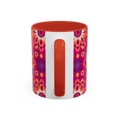 Accent Coffee Mug, Gemini, Zodiac v1, Flower Pattern, (11, 15oz)