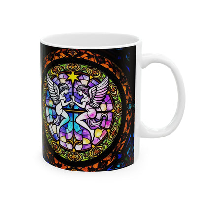 Ceramic Mug, (11oz, 15oz), Ceramic Coffee Mug, AOP, Glass Design, Gemini Zodiac