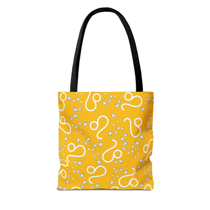 Tote Bag, Leo Zodiac Sign, AOP, (Yellow, White)