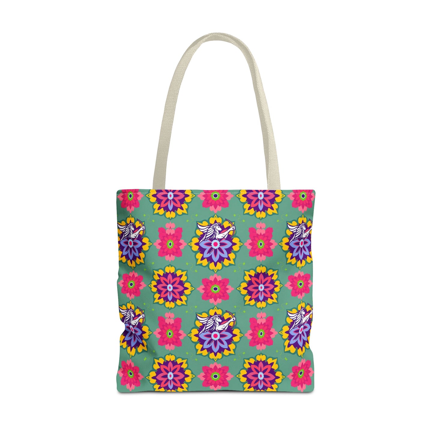 Tote Bag, (AOP), Sagittarius, Zodiac v4, Flower Pattern