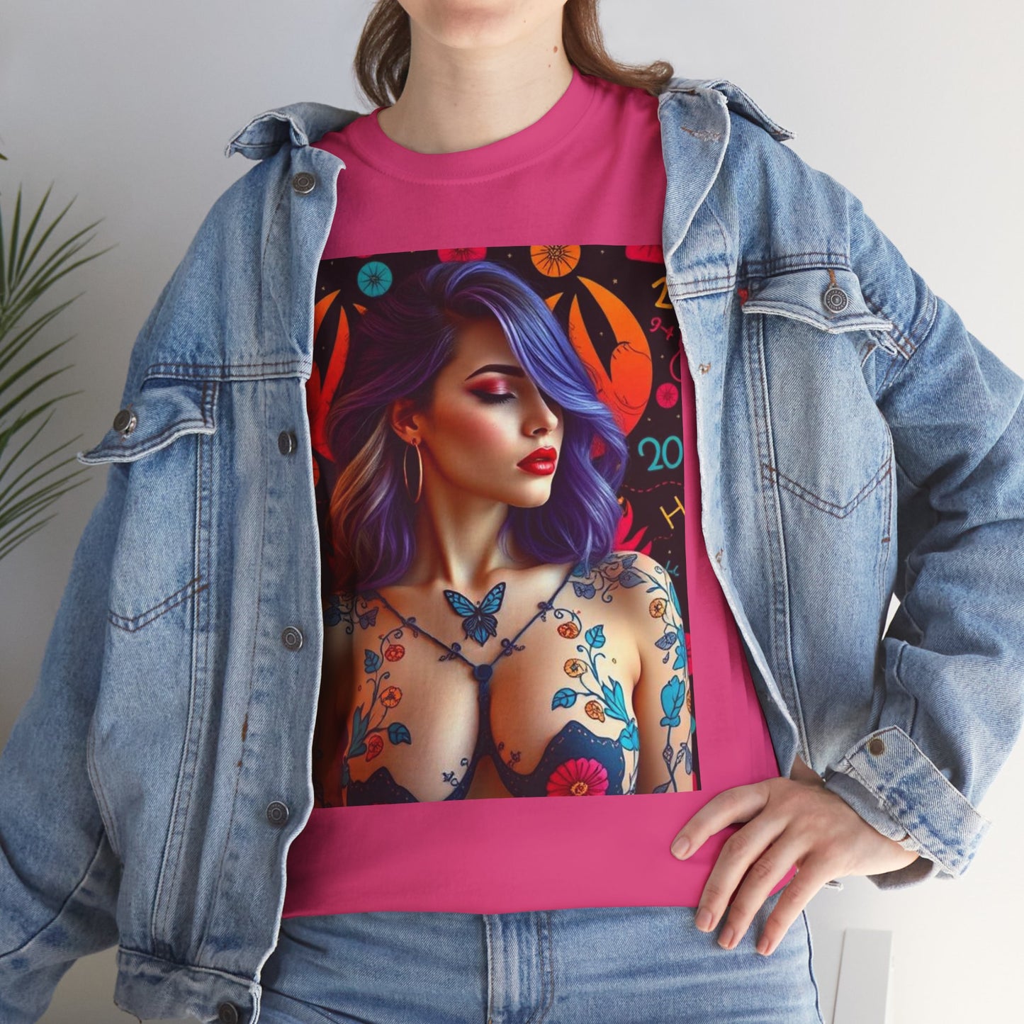 Unisex Heavy Cotton T-Shirt, Cancer, Zodiac, Sexy Art