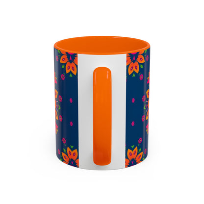 Accent Coffee Mug, Gemini, Zodiac v2, Flower Pattern, (11, 15oz)