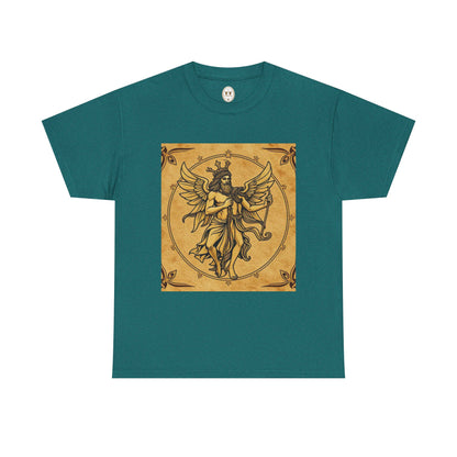 Unisex Heavy Cotton T-Shirt, Pencil Art v1, Gemini Zodiac Design