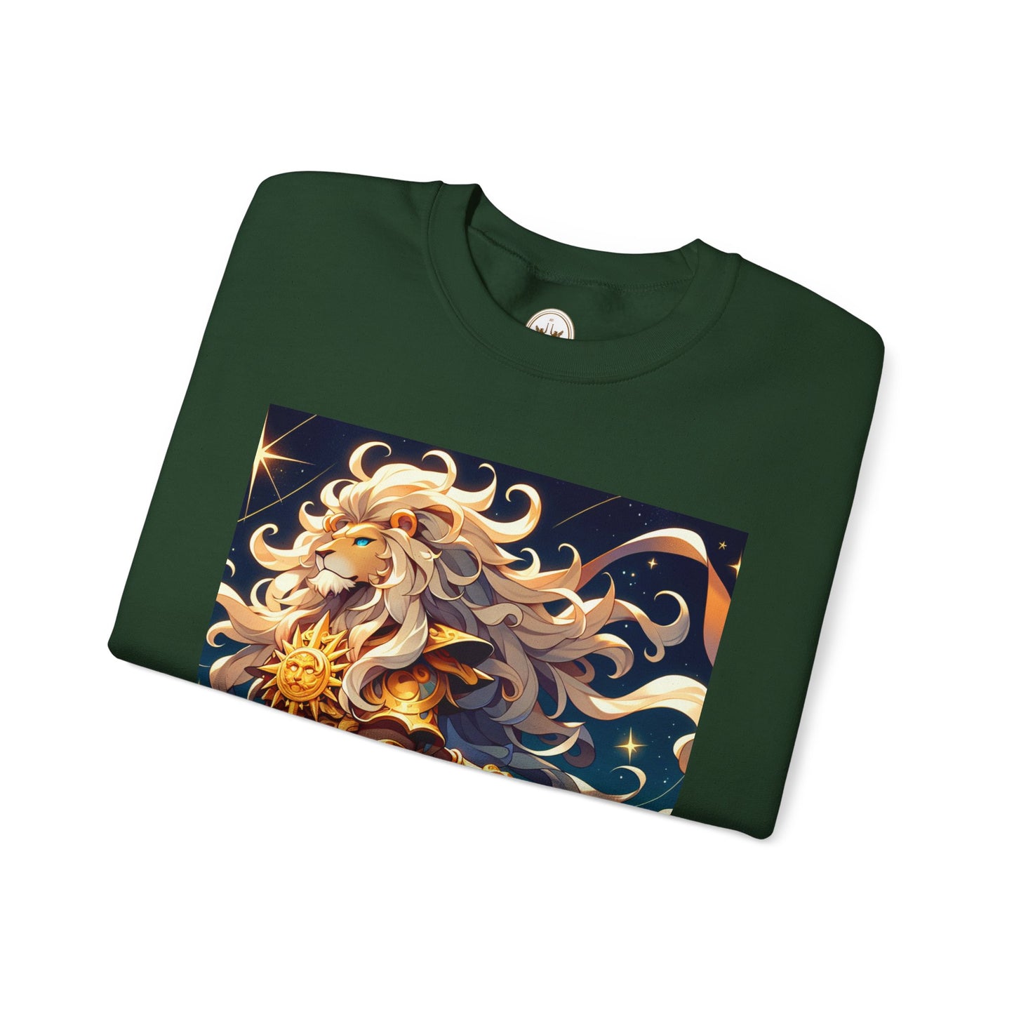 Unisex Heavy Blend™ Crewneck Sweatshirt,Cool Lion with White Hair, Leo Zodiac Design