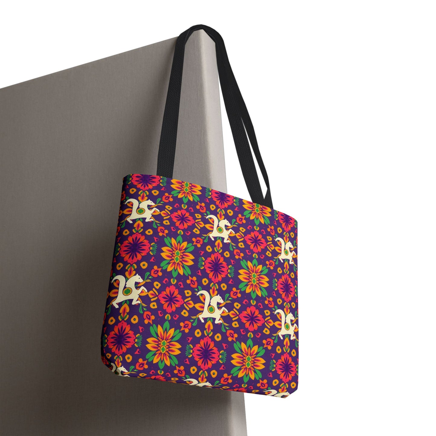Tote Bag, (AOP), Aquarius, Zodiac v3, Flower Pattern