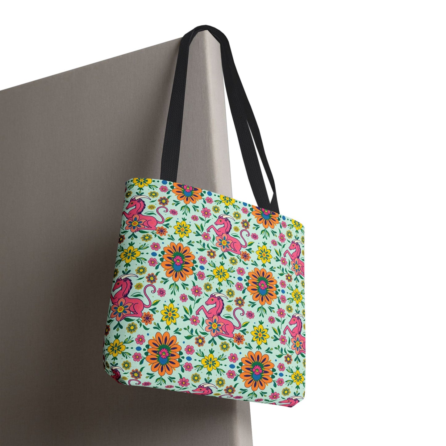 Tote Bag (AOP), Aquarius, Zodiac, Flower Pattern