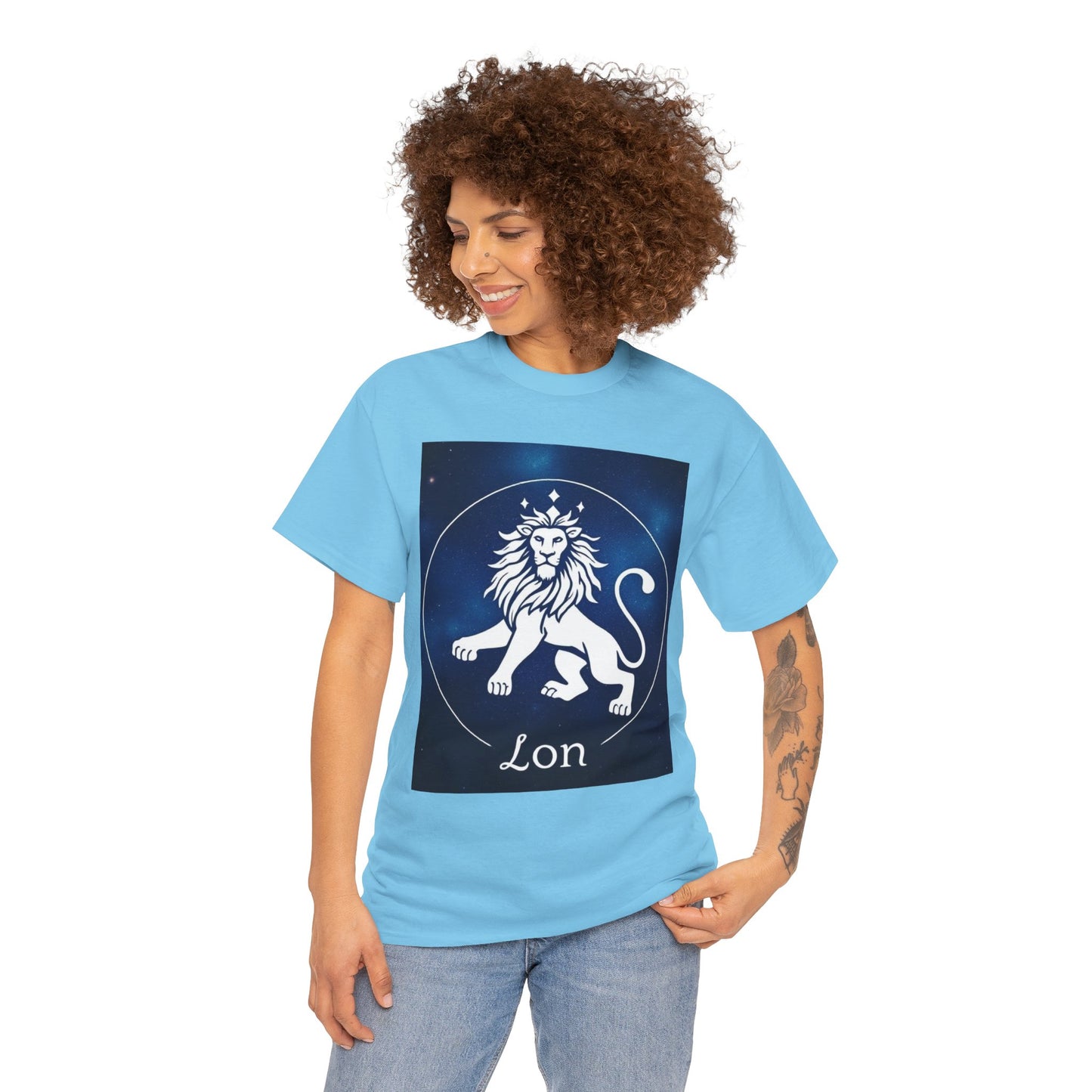 Unisex Heavy Cotton T-Shirt, Space Lion v1, Leo Zodiac Design