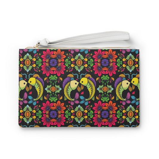Clutch Bag, Pisces, Zodiac, Flower Pattern