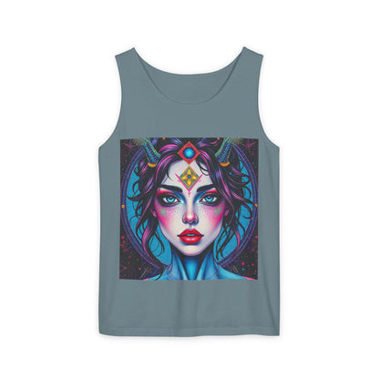 Unisex Garment-Dyed, Tank Top, Aquarius Design, Pop Art, 100% Ringspun US cotton