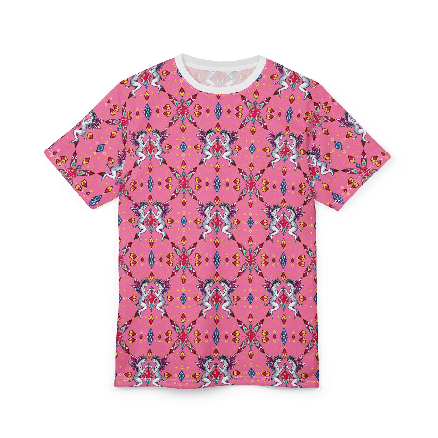 Unisex Cut & Sew T-Shirt, (AOP), Gemini, Zodiac, Jewels Pattern