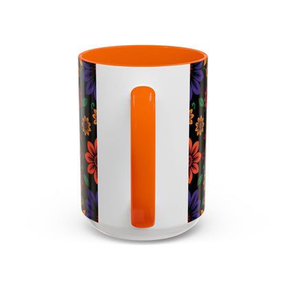 Accent Coffee Mug, Scorpio, Zodiac. Flower Pattern, (11, 15oz)