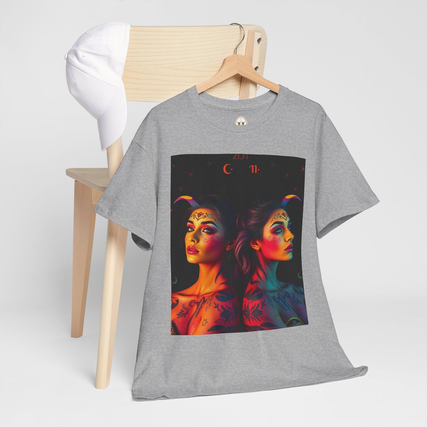 Unisex Heavy Cotton T-Shirt, Gemini, Zodiac, Sexy Art