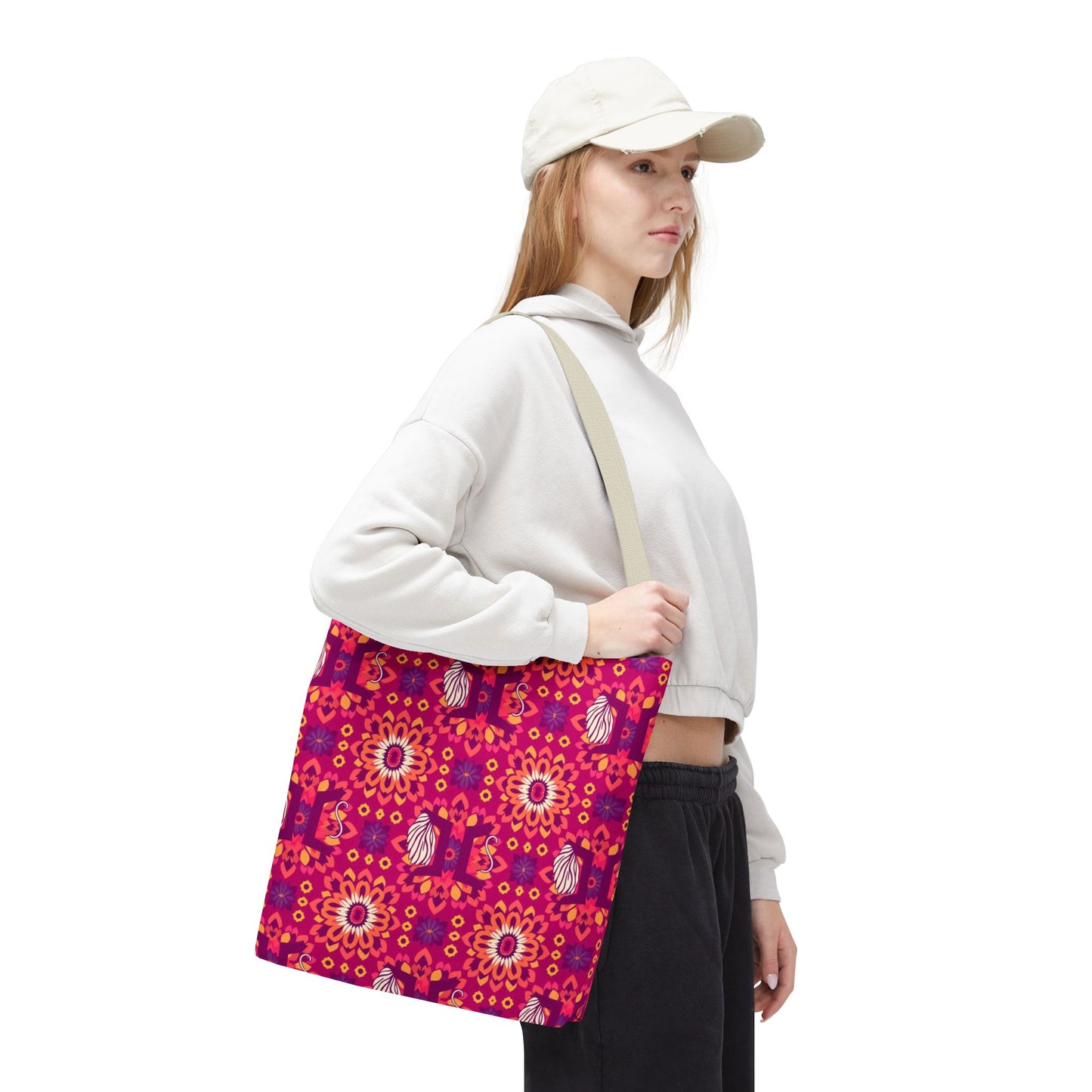 Tote Bag (AOP), Gemini, Zodiac v1, Flower Pattern