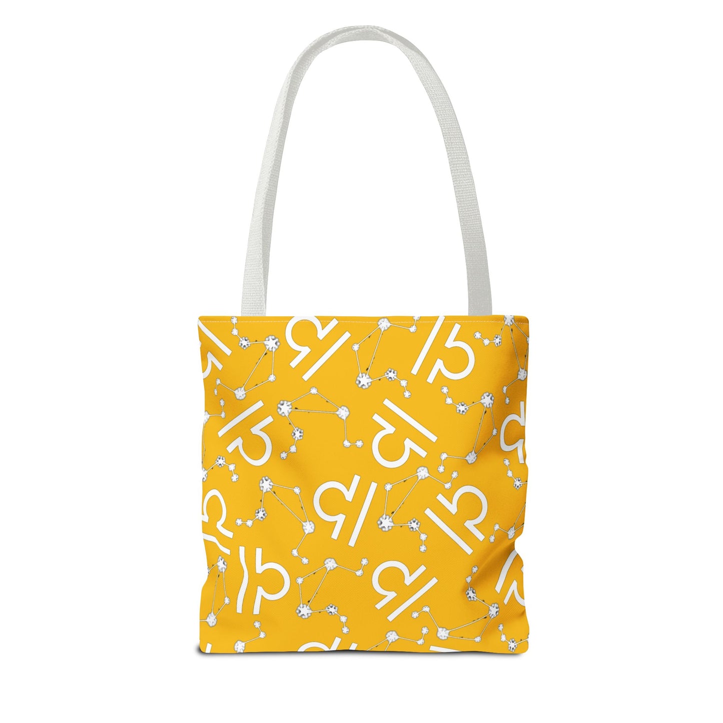 Tote Bag, Libra Zodiac Sign, AOP, (Yellow, White)