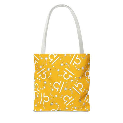 Tote Bag, Libra Zodiac Sign, AOP, (Yellow, White)