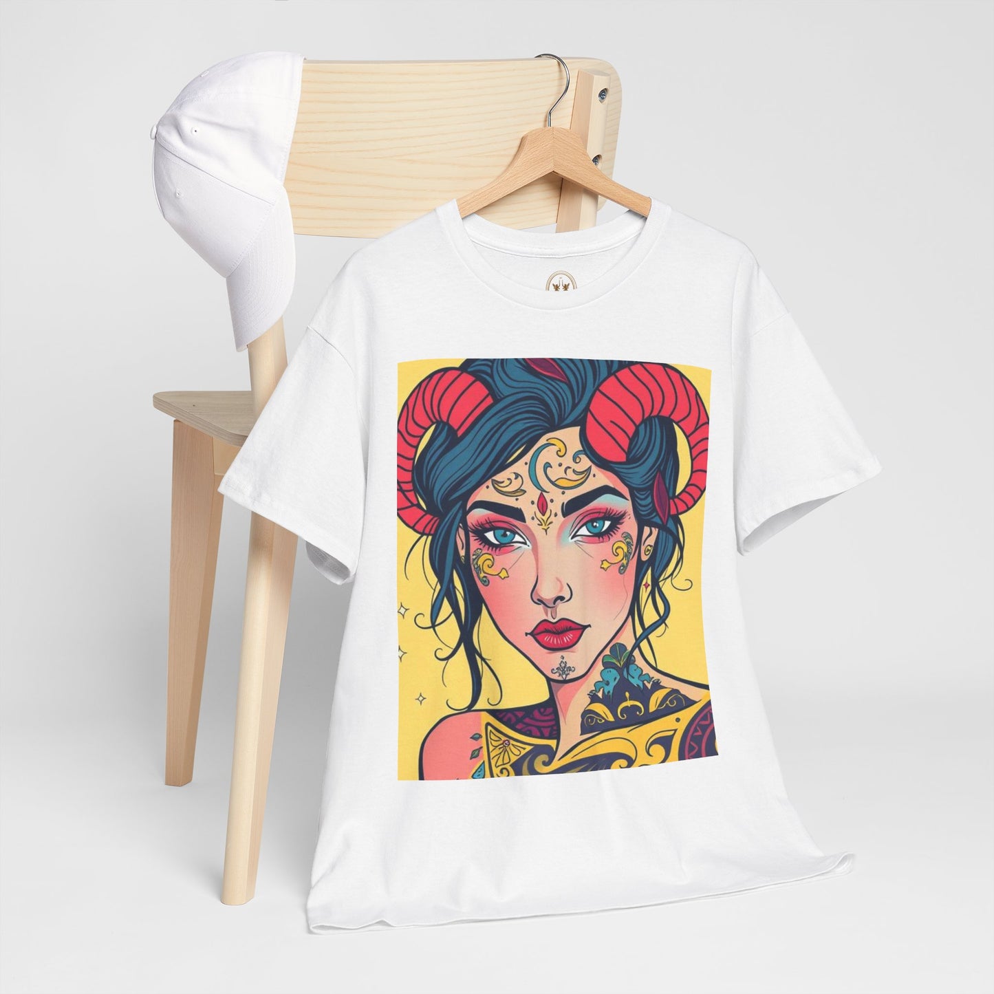 Unisex Heavy Cotton T-Shirt, Aries, Zodiac, Sexy Art