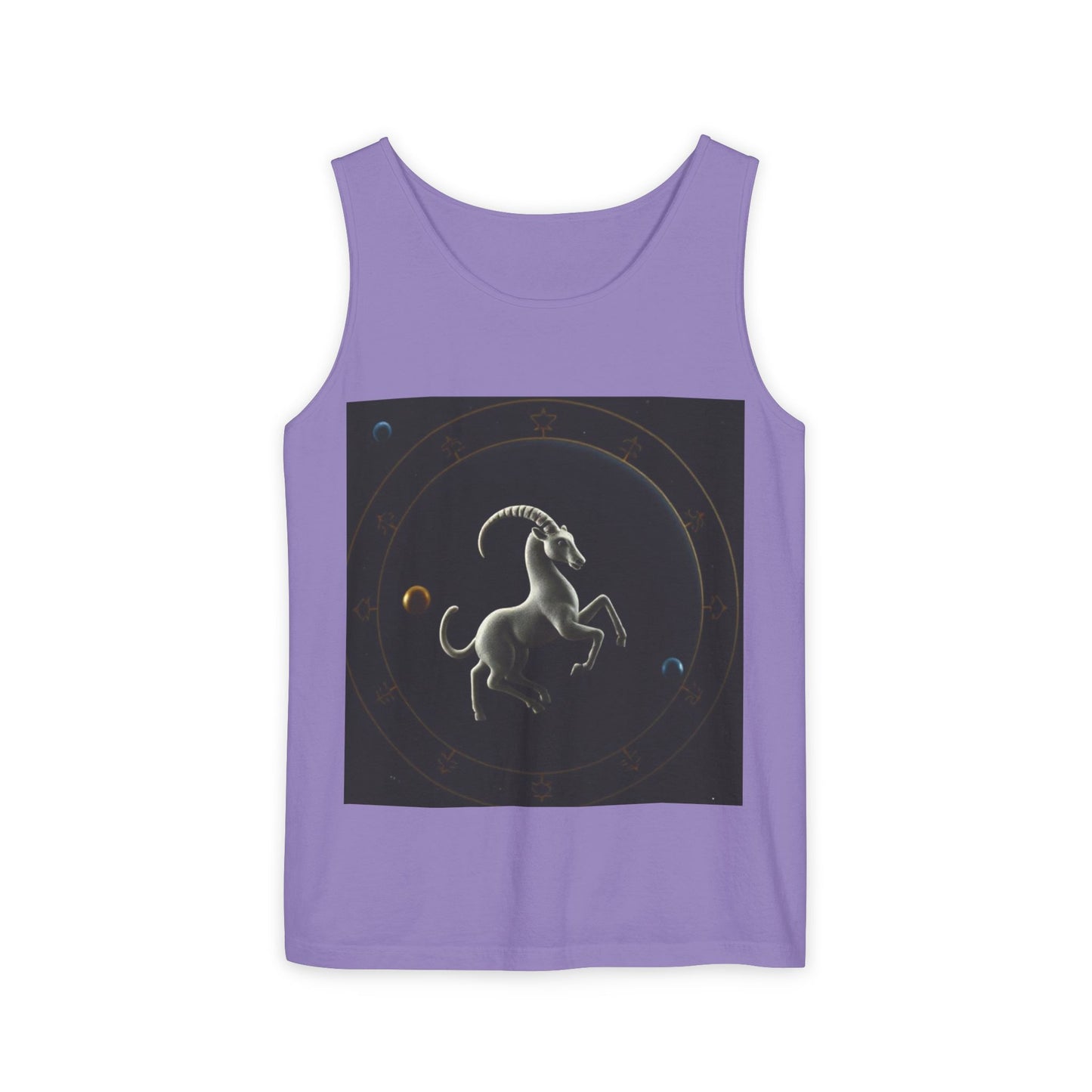 Unisex Garment-Dyed, Tank Top, Capricorn Design, Space Animal v1, 100% US cotton