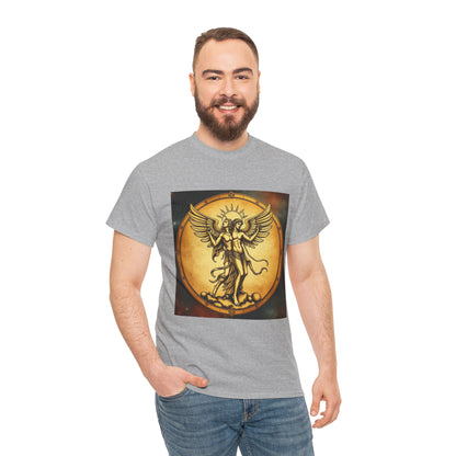 Unisex Heavy Cotton T-Shirt, Twin Angel v1, Gemini Zodiac Design