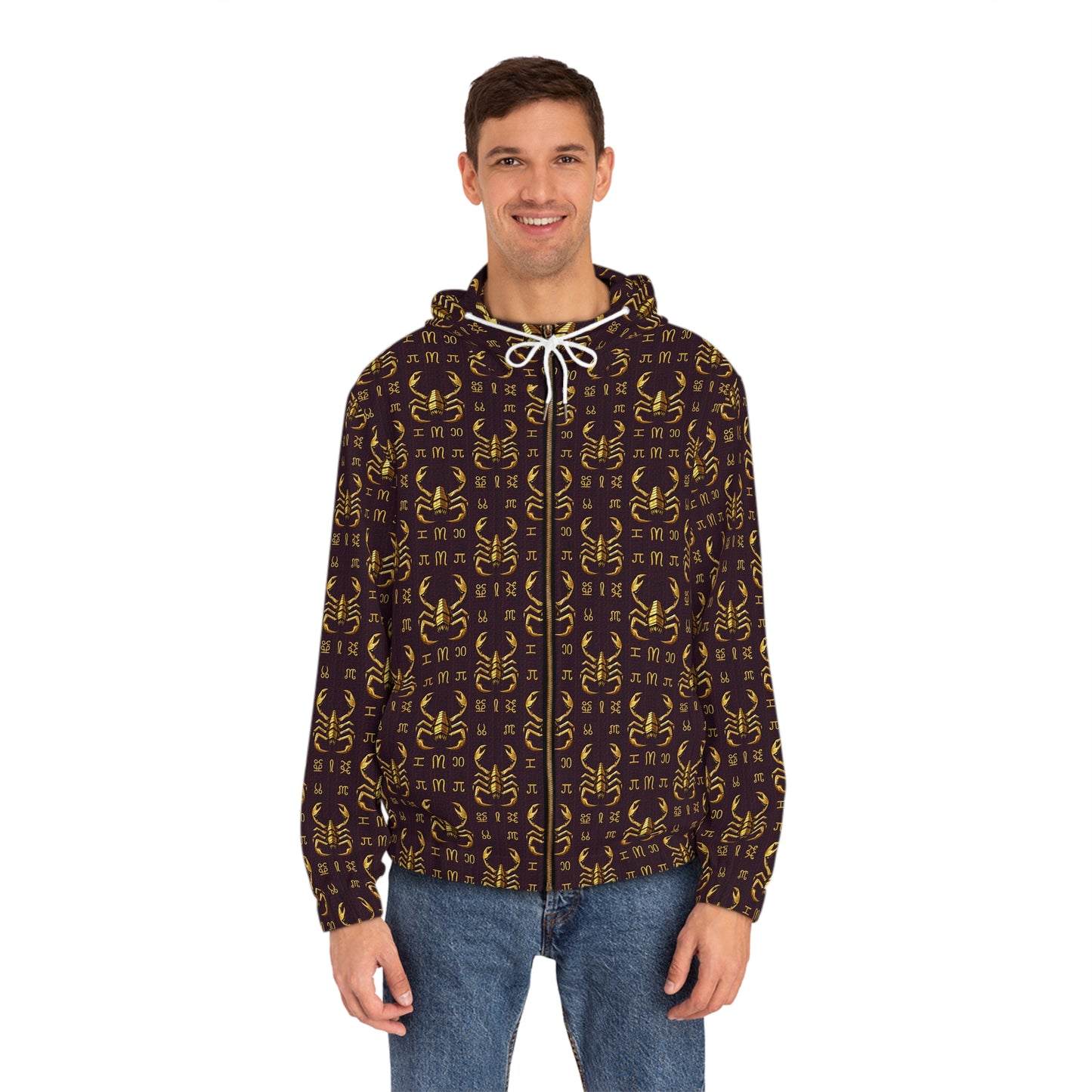 Full-Zip Hoodie (AOP), Scorpio, Zodiac v2, Pattern