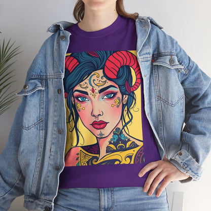 Unisex Heavy Cotton T-Shirt, Aries, Zodiac, Sexy Art