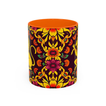 Accent Coffee Mug, Virgo, Zodiac v1. Flower Pattern, (11, 15oz)