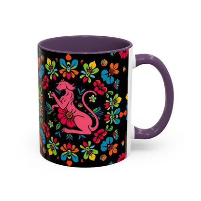Accent Coffee Mug, Zodiac. Virgo, Flower Pattern, (11, 15oz)
