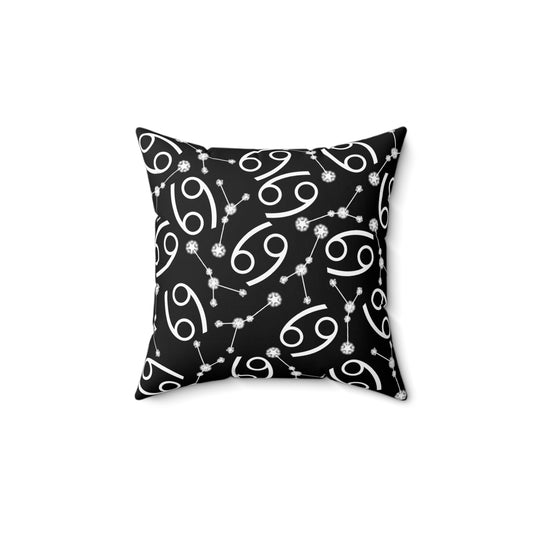 Zodiac Spun Polyester Square Pillow Cancer Zodiac Sign Black Pillow