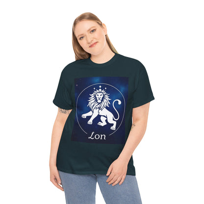 Unisex Heavy Cotton T-Shirt, Space Lion v1, Leo Zodiac Design