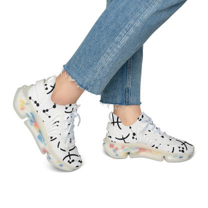 Women's Mesh Sneakers, Constellation & Symbol, Pisces Zodiac Sign, AOP