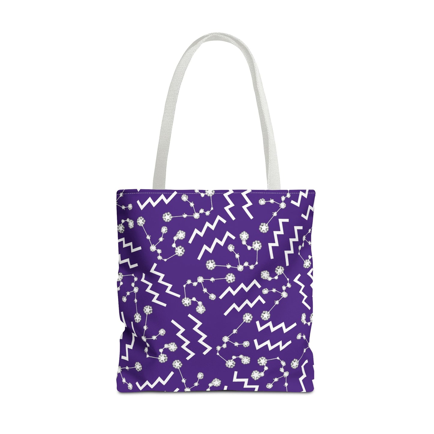 Tote Bag, Aquarius Zodiac Sign, AOP, (Purple, White)