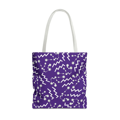 Tote Bag, Aquarius Zodiac Sign, AOP, (Purple, White)