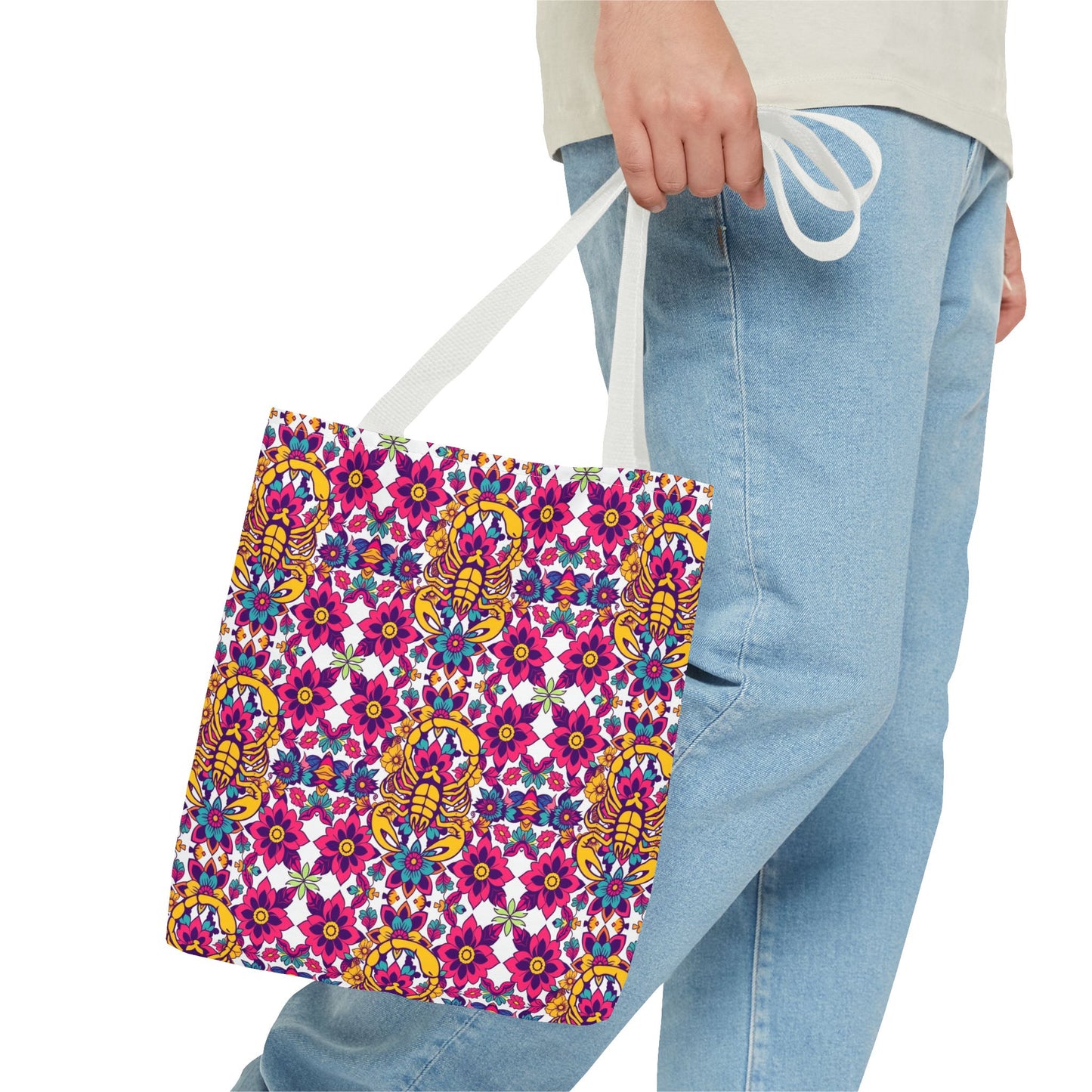 Tote Bag (AOP), Scorpio, Zodiac v1, Flower Pattern