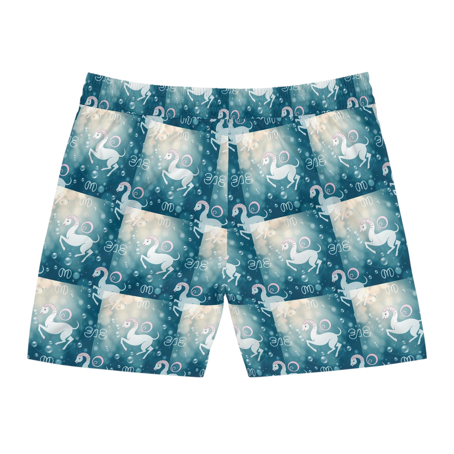 Men's Mid-Length Swim Shorts, (AOP), Aries, Zodiac, Bubble Pattern