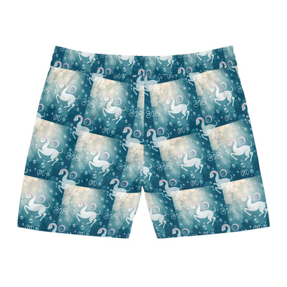 Men's Mid-Length Swim Shorts, (AOP), Aries, Zodiac, Bubble Pattern