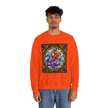 Unisex Heavy Blend™ Crewneck Sweatshirt, Glass, Leo Zodiac Design