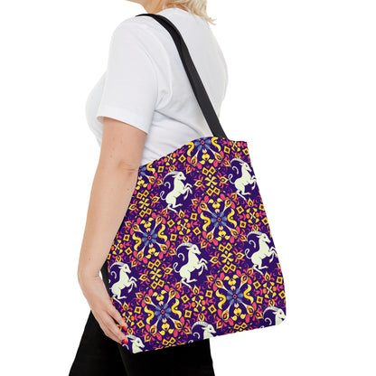 Tote Bag (AOP), Capricorn, Zodiac v2, Flower Pattern